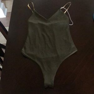Windsor army green bodysuit with gold straps
